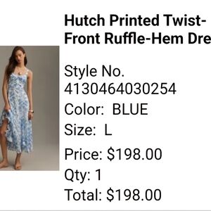 Gorgeous Anthropologie dress. Size Large. Blue and white .